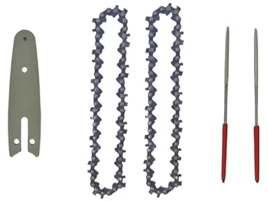 ZSjing Chaîne de tronçonneuse de 4 Pouces, Plaque de Guidage, Lime, Guide de tronçonneuse électrique, Mini chaînes de tronçonneuse en Acier, Outil de Jardin