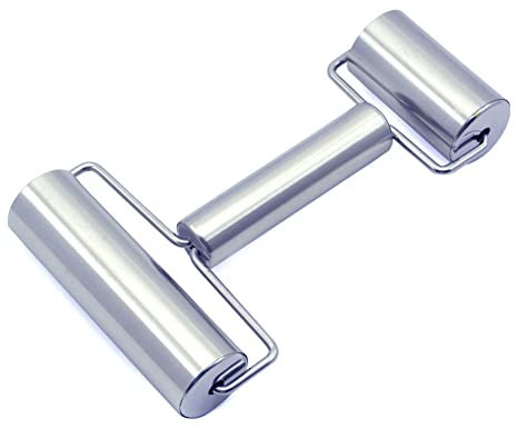 1 mattarello a forma di H in acciaio inox 2 in 1 antiaderente per impasto, pasticceria, pizza, impasto, panini, biscotti, argilla
