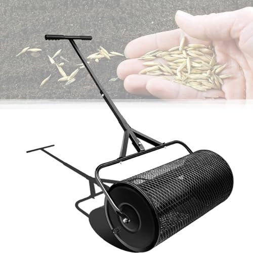 OJKJGY Épandeur de Compost, Rouleau à Gazon, épandeur de fumier avec poignée en T améliorée, épandeur de Terre végétale pour l'entretien de la pelouse et du Jardin, épandeur de fumier à Rouleau, Vert