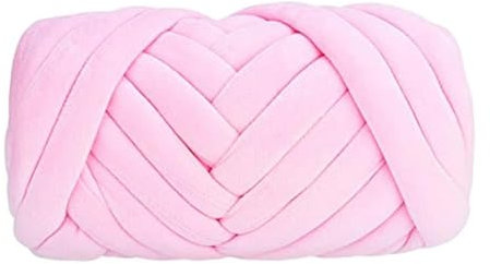 Grobes Garn zum Handstricken, Chenille-Garn, grobe Regenbogenwolle, 500 g dick, super grobes Garn, Handstricken, Häkelwolle, weiche Baumwolle, Strickwolle, Deckengarn, Häkelwolle (Rosa)