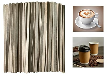 VEZODEK 200 Stück Kaffee Rührstäbchen Holz Kaffeerührer 14cm Holzstäbchen Umrühren Kaffeesticks | Wooden Espresso Sticks Coffee Stirrer | Einweg Holzleisten Cafe Zubehör (90, Gramm)