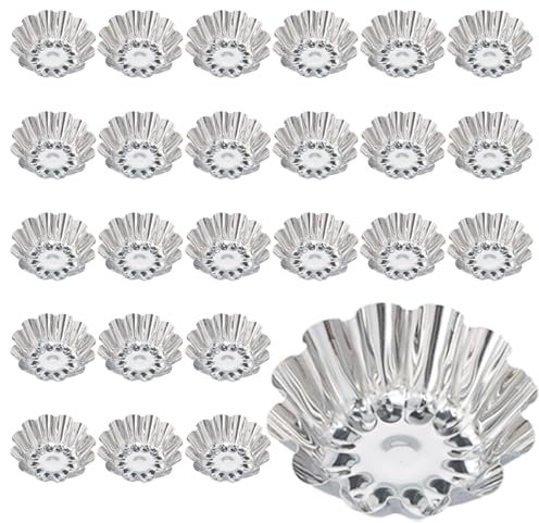 Hoxfly Stampo per Crostata, 25 Pezzi Stampi per Cupcake in Acciaio Inox, Antiaderenti Forme per Crostatine, Stampo per Torta Cupcake, Riutilizzabili Stampi per Muffin per Biscotti, Budini, Dessert