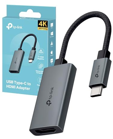 TP-Link UA520C Adattatore HDMI USB C fino a 4K@60Hz, Compatibile con desktop, smartphone, laptop, tablet, MacOS, Windows, iPadOS, iOS, Android, Linux OS e Chrome OS, con Cavo Intrecciato lungo 100mm