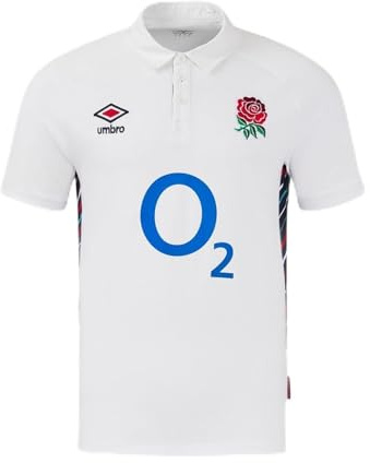 Umbro Mens England Rugby Collar Home Shirt 2024 Adults White L