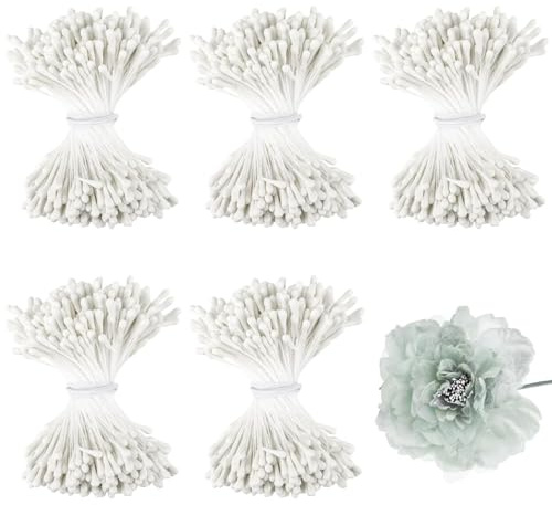 XRXYMQ Blütenstempel 1750 Stück Weiß Doppelkopf DIY Bastelset | Blütenstempel mit Doppelkopf, flexibel und formbar, ideal für DIY Blumen, Sträuße, Scrapbooking und kreative Bastelarbeiten