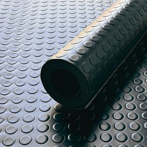 Shield Autocare 2m x 1.5m Black Coin PVC Flooring Roll | Non Slip Industrial Lino Vinyl Floor Matting for Garage Work Van Heavy Duty 3mm Thick 1.5m Width