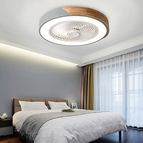 Modern Grey Ceiling Fan with Lights and Remote Control Adjustable 6 Speed Dimmable Flush Mount Fan Light for Bedrooms Kids and Kitchen Silent Operation and Timer Function Included