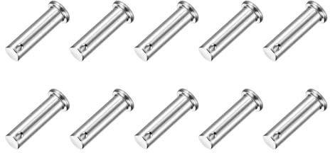 QUARKZMAN 10 Stück Steckbolzen M10 x 35mm Einloch Splintbolzen, 304 Edelstahl Flachkopf Anhängersplintbolzen für Anhängerriegel, Mechanikerreparatur, Möbelinstallation, Industrieanlagen