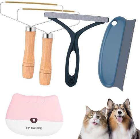 Cozy Inviting Tierhaarentferner & Fusselrasierer 5er Set manuell Tragbar | Für Kleidung, Teppich & Sofa, Wiederverwendbar, Gegen Katzenhaare & Hundehaare