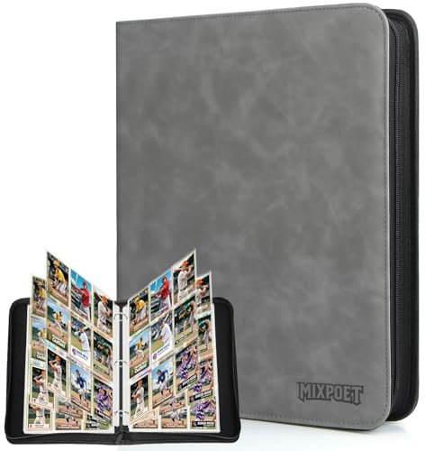 MIXPOET Trading Card Binder, Cards Folder Album with Sleeves, 9 Slot 900 Pockets, Collectible Games Storage Holder, MTG TCG Baseball Football Sports Cards