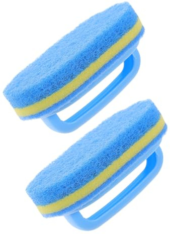 QUMIIRITY Cepillo de Esponja para Bañera y Azulejos 2 Unidades Mango Azul Multiusos Limpieza Baño Cocina Portátil Eliminar Grasa Suciedad Eficaz para Hogar Diario