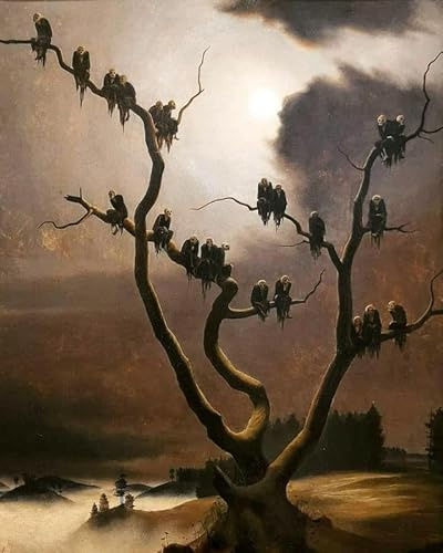 Franz Sedlacek Ghosts on a Tree 1933 – Stampa su tela su telaio in legno – immagine perfetta per decorazione da parete