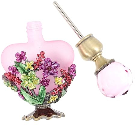 Healvian Retro Perfume Bottle Empty Bottle for Essential Oil, Vintage Amber Glass Storage with, Perfect for Perfume Sample and Travel Use.