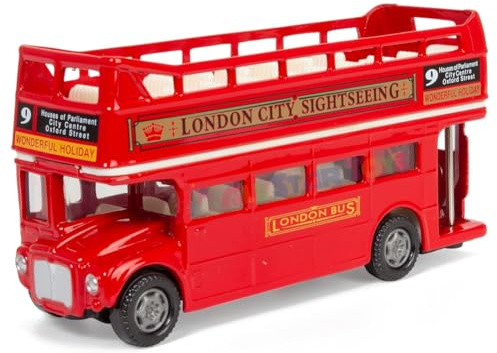 CLKDPNO Bus Toy Double Decker, Alloy Diecast Pull Back Bus Toy Vehicles, 1:64 Scale Pull-Back Buses, Metal Cars Model,Car Model City Buses Kids Gifts - Open Top