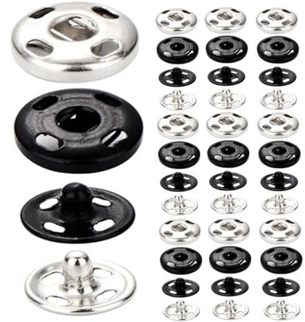 Hohopeti 60pcs Sew Invisible Metal Snap Buttons Kit with Reliable Design for Clothing Fastening Includes Easy DIY Installation for Sewing Crafts and Garment Repairs