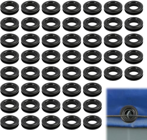 Set di occhielli per teloni, 50 pezzi occhielli neri in plastica, occhielli inossidabili per teloni, tende da campeggio, teli da piscina, materiale resistente, diametro 15 mm