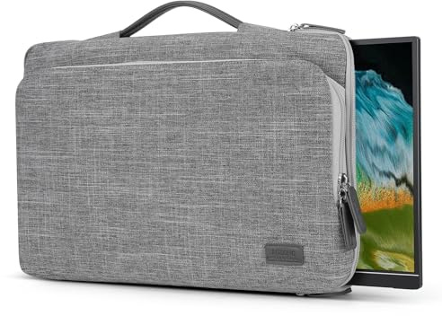Losong 16.1/15.6 Inch Portable Monitor Carrying Case with PU Handle | 15.6 inch Laptop Protective Sleeve Cover with Large Accessory Pocket and Water Resistant for Travel Display Screen, Gray