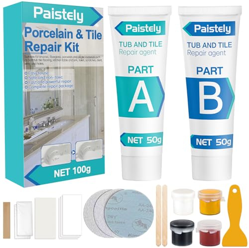 Kit de réparation de baignoire tout-en-un étanche pour fissures, rayures et trous sur la céramique, le carrelage, l'émail, résistant à l'eau chaude, réparation durable avec