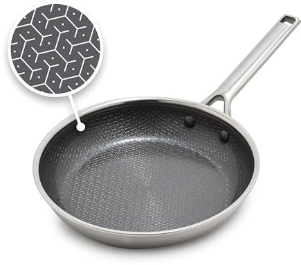 GreenPan Hybrid-Pfanne aus Edelstahl mit Antihaftbeschichtung, 24 cm, APEX Tri-Ply Thermobond PFAS-freie Keramikpfanne, Induktionsgeeignet, Ofenfest bis 220 °C, Spülmaschinenfest, Silber
