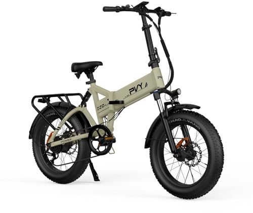 E-Bike Klapprad Elektrofahrrad mit 20 zoll Fatbike, 48v 16,5ah Akku 80-120km Reichweite, 250w Motor 80 nm Drehmoment, 7-Gang Hydraulische Bremsen, Dreifach-Federung, Inkl. Gepäckträger - Grau