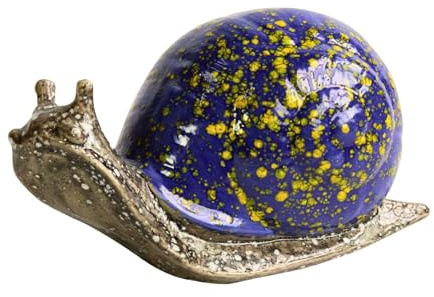 Manufaktur Lichtbogen Gartenfigur Schnecke aus Keramik blau handbemalt Dekofigur Gartendeko Gartendekoration