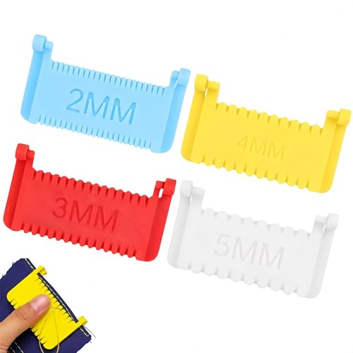 4 pezzi righello da cucire con clip, set righelli distanziatori tessuto (2/3/4/5 mm), calibro per cuciture uniformi, per trapunte e lavoretti DIY