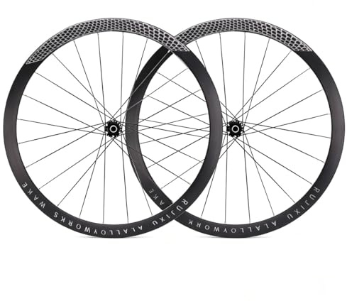 700c Center-lock-skivbromsar Hjulset Aluminiumlegering Cykelhjul Road Bike Hjul Höjd 30/40/50mm Nav 100mm Framhjul/142mm Bakhjul Genomgående Axel for 7-12-delade Cyklar(Black,40mm)