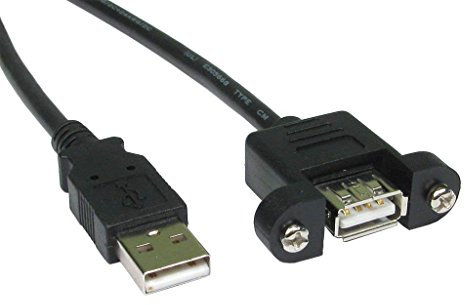 rhinocables USB 2.0 Panel Mount Cable For Wall Mounted Faceplates Female Male Screw Sockets Black 1m