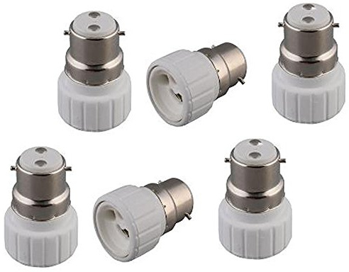 Adaptador de luz B22 a GU10, casquillo de bayoneta B22 a base de enchufe GU10 convertidor para soporte de bombilla (paquete de 6)