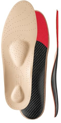 Pedag Viva Low - Soporte de arco bajo, hecho a mano en Alemania, alivio de la fascitis plantar, cojín para el talón, carbón activado, soporte metatarsiano, color tostado, mujer US 6 / EU 36