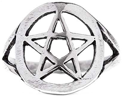 Windalf Schutz Ring PENTAS h: 1.4 cm Pentagramm Schmuck Antik 925 Sterlingsilber (Silber, 54 (17.2))