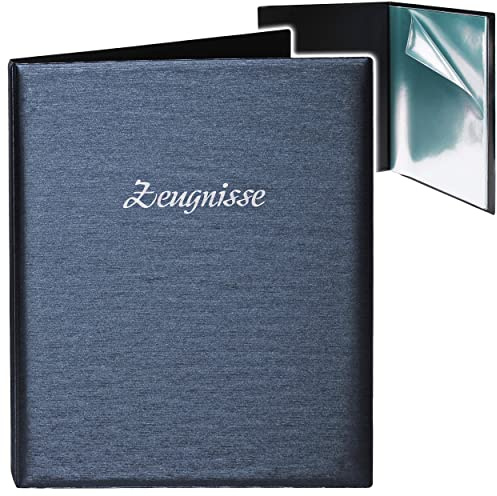alles-meine.de GmbH A4 - Zeugnismappe/Dokumentenmappe - Zeugnisse 3D Metallic Effekt - blau/dunkelblau - GEBUNDEN mit 20 festen Seiten- A 4 - Zeugnisbuch - Softcove..