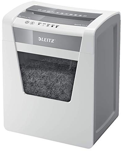 Leitz IQ Office Aktenvernichter CH, Partikelschnitt, Sicherheitsstufe P4, 15 Blatt Kapazität, 23L Abfallbehälter, mit Schweizer Netzstecker, Weiß, 80032000