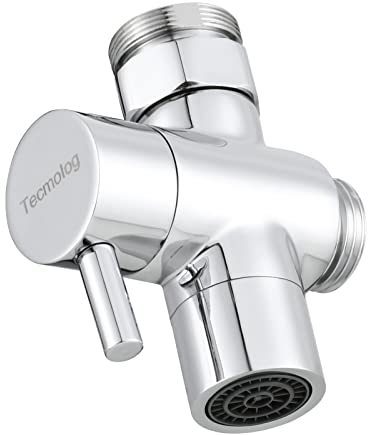 Tecmolog 3 Wege Umschaltventil Wasserhahnadapter Messing Diverter für Wasserhahn, Wasserhahn Ersatzteil mit M22xM24 Adapter, Chrom, SBA021C