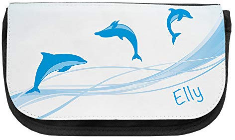 Kosmetiktasche mit Namen Elly und Delfin-Motiv | Schminktasche | Viele Vornamen zur Auswahl