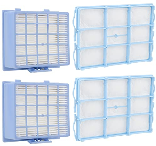 Leadaybetter Ersetzt 2 HEPA Filter + 2 Motorschutzfilter für Siemens Staubsauger VSZ 3.Serie Z 3.0 Serie VSZ31423, VSZ31455, VSZ31456, VSZ31466