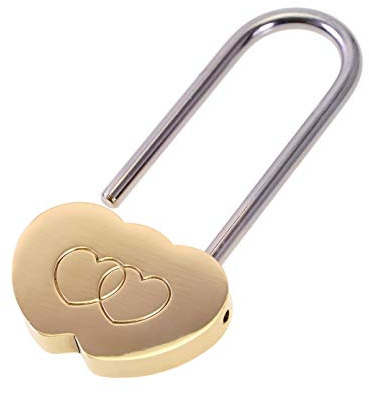 VerRich Love Lock, 3.5 50mm Cute Mini Engraved Double Heart Padlock Wish Lock Everlasting Love for Lovers Wedding,Valentines,Anniversary,Bridge(NO Key)