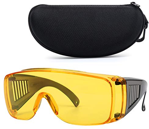 LaneTop Lunettes de tir au-dessus de lunettes, lunettes de sécurité anti-buée OTG pour homme et femme, ANSI Z87, protection UV, verres jaunes