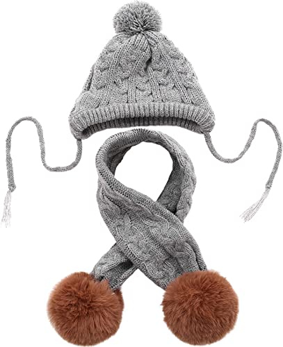 Kuoser Set di cappello e sciarpa per cani, Natale, inverno, con graziosi accessori per il collo e l'orecchio caldo, sciarpa per feste di cani di taglia piccola/media/grande