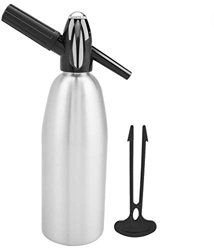 GOTOTOP - Sifón de soda de aluminio 1L, fabrica un dispensador de agua gaseosa con agua con gas y regulador de presión para jugo de bebidas, cócteles vino(plata)