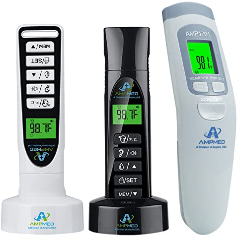 Amplim CA1 F1 AE3 Non-Contact Touchless Infrared Digital Forehead Thermometer for Adults and Babies (Pack of 3)