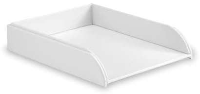 OSCO Faux Leather Letter Tray A4 – Stackable Desk Organiser Paper Sorter, Office Document Storage No Risers Required, White, Single, 6.3×24.5×33.0 cm
