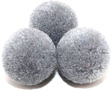 Duories Pompons zum Basteln,10 Stück 40mm Bunte Bommeln Bälle,Pom Poms für Kunsthandwerk,Pompons Bälle für Ostern,Weihnachten,Bunte Pompons für DIY Basteln Tischdekoration Geburtstagsdeko,Grau