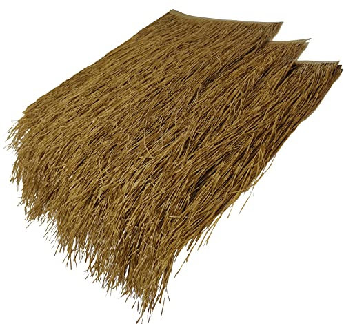 Lqdpdd Wetterfeste PE-Kunststoff Palmdach Paneele,Flammhemmend Verfügbar für 15 Jahre,for Tiki Bar Garten Hawaii Strandschir Mstrandschirm Holzhaus(Size:30pcs,Color:Feuerfestes Stroh)