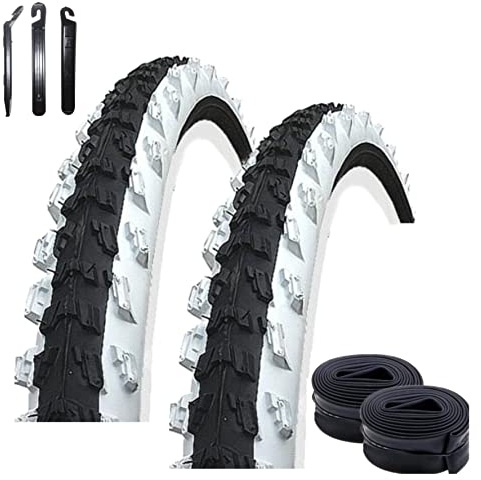 2 x Kenda K-829 26 MTB Fahrradreifen Fahrradmantel Schwarz/Weiß 50-559 (26 x 1.95) + 2 passende Schläuche DV inkl. 3 Reifenheber