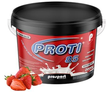 Prosport Proti® 85 Proteinpulver 2000g Erdbeere – 4-Komponenten-Protein mit Whey, Casein & Eialbumin – 10 Vitamine, BCAAs & EAAs – Extra cremiger Eiweißshake
