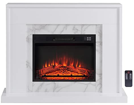 KEKAI Cheminée électrique Kit Cadre Blanc et Chauffage décoratif Mural 2000 W Kekai Lavalette 114 x 33 x 86,7 cm 3 Niveaux Télécommande