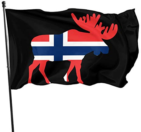 Fahne Elch Mit Norwegen-Flagge Flagge Wetterfeste Fahnen Dekorative Fahnenkette Flaggen Für Home,Restaurants,Paraden 90X150Cm
