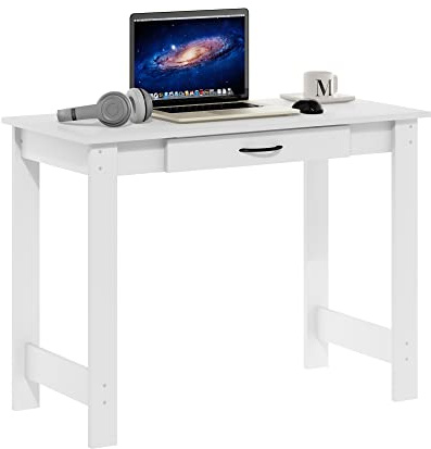 Furinno Writing Desk with Drawer, White, 44.45 (D) x 99.57 (W) x 73.66 (H) cm