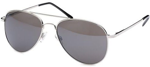 styleBREAKER Unisex pilotglasögon, solglasögon, polykarbonat, glas, metall, helkantsram med fjädergångjärn 09020037, Ram silver/glas grå tonad, Einheitsgröße